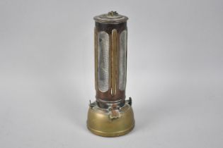 A Victorian Desmo Brass Fireman's Davy Miners Safety Lamp C.1875, 23cms High