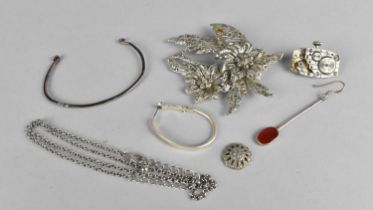 A Collection of Various Costume Jewellery to include Silver Bangle, Marcasite Mounted Brooch,