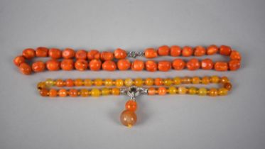 Two Orange Stone Bead Necklaces to Include Faceted Example