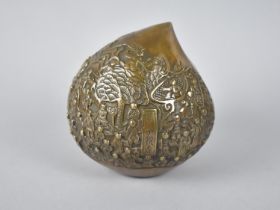 A Reproduction Chinese Bronze Carved Bread Fruit Paperweight, 12cms High