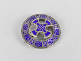 A Gaelic Silver Shawl/Cloak Brooch, No Makers Marks, Silver and Blue Enamel, Scotland or Ireland,
