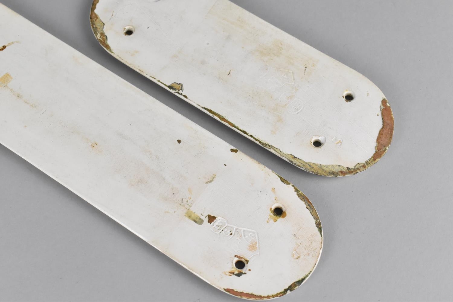 Two Edwardian Ceramic Door Finger Plates Decorated with Flowers on Yellow Ground, Lozenge Marks to - Image 2 of 2