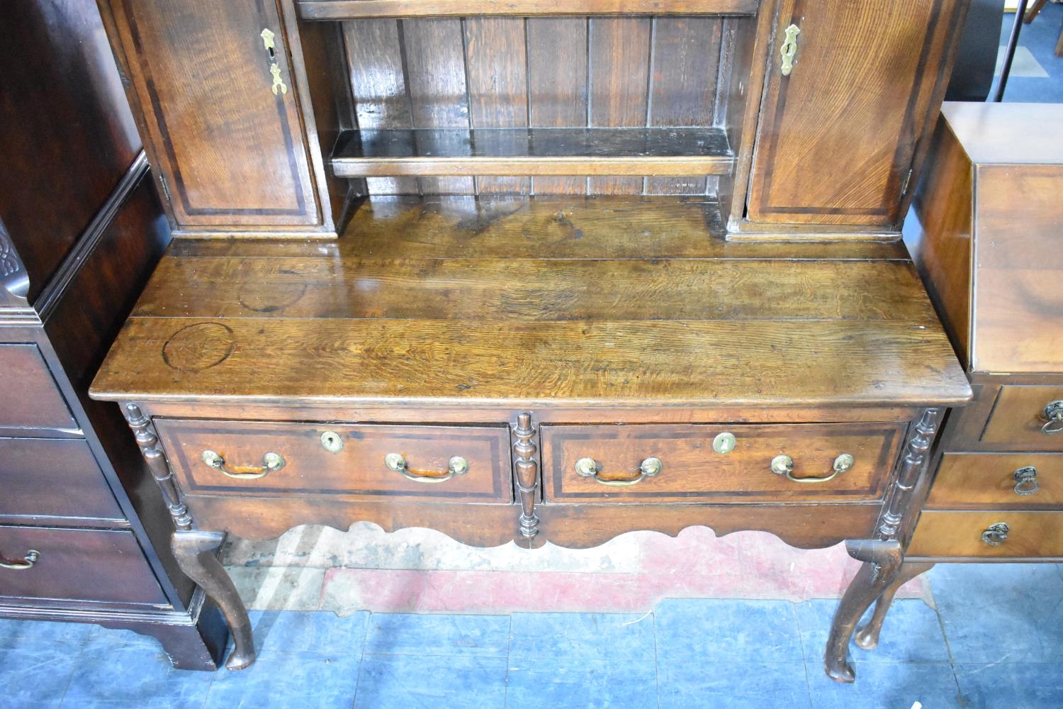 A 19th Century Two Drawer Oak Dresser with Shaped Apron, Cabriole Supports to Base and Four Shelf - Image 2 of 4