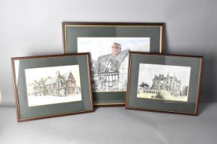 Three Framed Prints Relating to Newport Shropshire, The Guildhall, Smallwood Lodge and Lilleshall