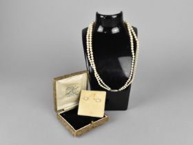 An Early 20th Century Two Row Graduated Pearl Necklace with 9ct Gold Clasp having Rose Cut Diamond