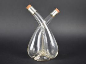 A Silver Mounted Oil and Vinegar Twin Bottle, London 1905 Hallmark, 15cm high