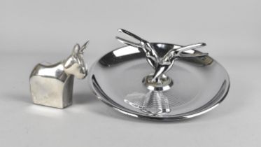 An American Circular Ashtray with Cigarette Holders in the Form of Toucans, by Pincherette, 14cms