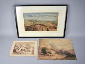 A 19th Century Framed Watercolour "View From a Balcony", Subject 33x18cm Together with an Unframed