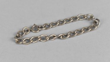 A Vintage Silver Curb Link Charm Bracelet (No Charms), Spring Barrel Clasp Stamped Sterling, 12.1gms