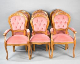 A Set of Six Modern Button Upholstered Dining Chairs