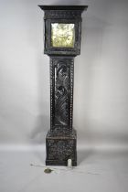 An Early 19th Century Oak Longcase Clock with Later Carving Having Brass Movement inscribed for