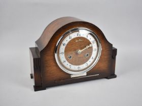 A Mid 20th Century Bentima Presentation Oak Mantel Clock with Eight Day Movement, Presentation
