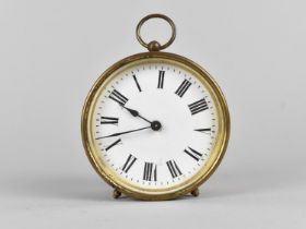 An Edwardian Brass Cased Drum Clock Complete with Two Keys and in Working Order, 9.5cms Diamter