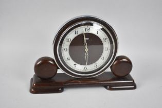 An Art Deco Metamec Mantel Clock on Plinth Base, 30.5cms Wide