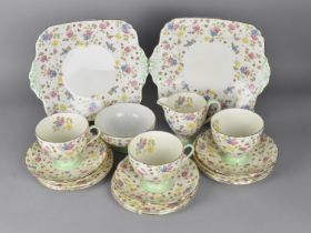 A Part Foley China Floral Decorated Tea Set to Comprise Three Cups, Five Saucers, Six Side Plates