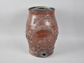 A Late Victorian Salt Glazed Stoneware Wine Barrel Decorated in Relief with Vines and Grapes,