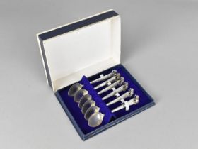 A Set of Six Silver Coffee Spoons with Elephant Terminals, Stamped Sterling 925