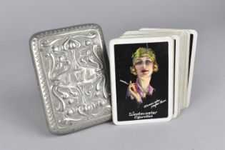 An Art Nouveau Silver Plated Case, The Hinged Lid Monogrammed JWL and Containing Set of