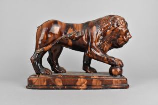 A 19th Century Staffordshire Treacle Glazed Medici Lion, Condition Issues and Glued, Pedestal