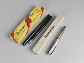 A Vintage Waterman's Fountain Pen with 14ct Gold Nib in Box Together with Two The "Blackbird"