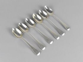 A Set of Six Victorian Silver Spoons by Samuel Hayne & Dudley Cater, with Monogrammed Finials,