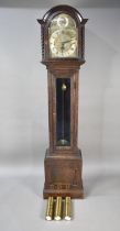 A Mid 20th Century Oak Cased Three Weight Long Case Clock with Eight Day Movement and "Chime Silent"