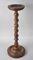 Turned Oak Barley Twist Stand, 45cms High