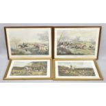 Two Pairs of Framed Fox Hunting Prints, one with cracked glass