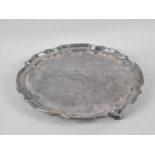 A Mid 20th Century Silver Plated Salver on Three Scrolled Feet, 30cms Diameter