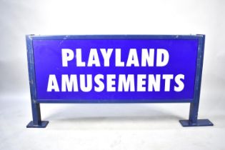 A Vintage Ceiling Hanging or Wall Mounting Sign for Playland Amusements, 130cms by 50cms