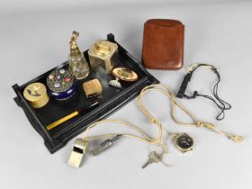 A Collection of Various Vintage Items to Comprise Leather Cigar Case, Whistles, Wristwatch,