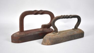 Two Late Victorian Cast Iron Table Cloth Flat Irons, one by Siddons of West Bromwich, 26cms Long