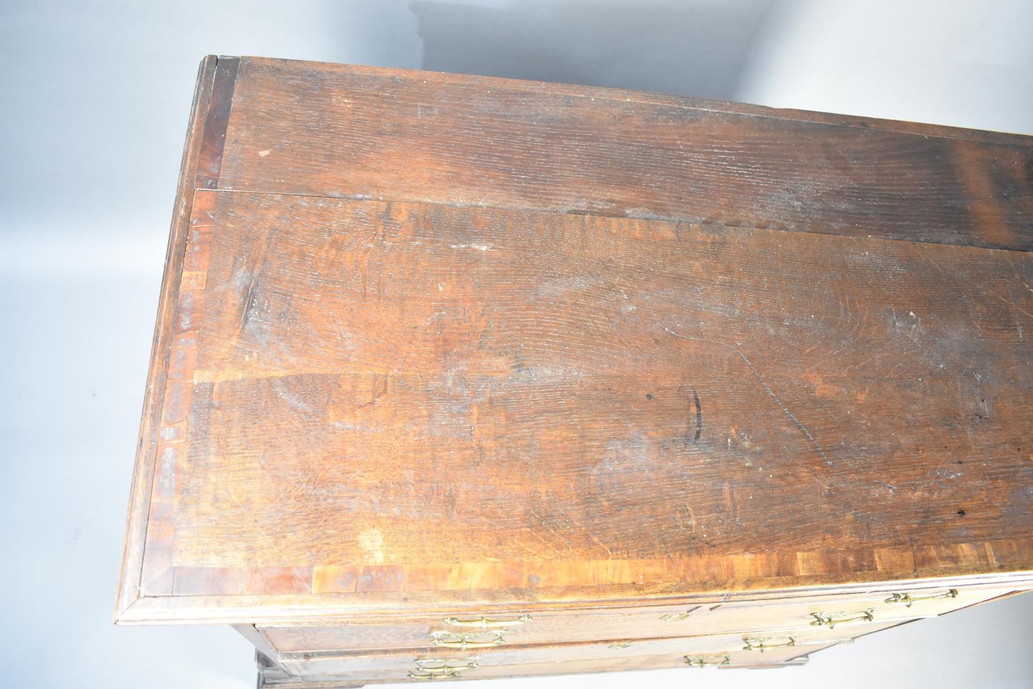 A 19th Century Oak Chest of Two Short and Three Long Drawers, Cross Banded with Mahogany, Brass Drop - Image 3 of 6