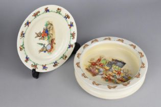 A Royal Doulton Bunnykins Baby Plate Together with a Ridgway Jolly Jinks Dish, 19cm and 18cm