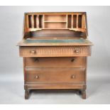 A Mid 20th Century Fall Front Bureau with Three Drawers to Base, 75cms Wide