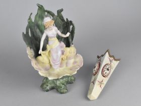 An Early 20th Century Continental Porcelain Figural Spill Vase Modelled with Maiden Seated on