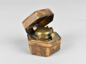 A Late 19th Century Hexagonal Traveling Ink Pot with Hinged Lid, 4cms Diameter