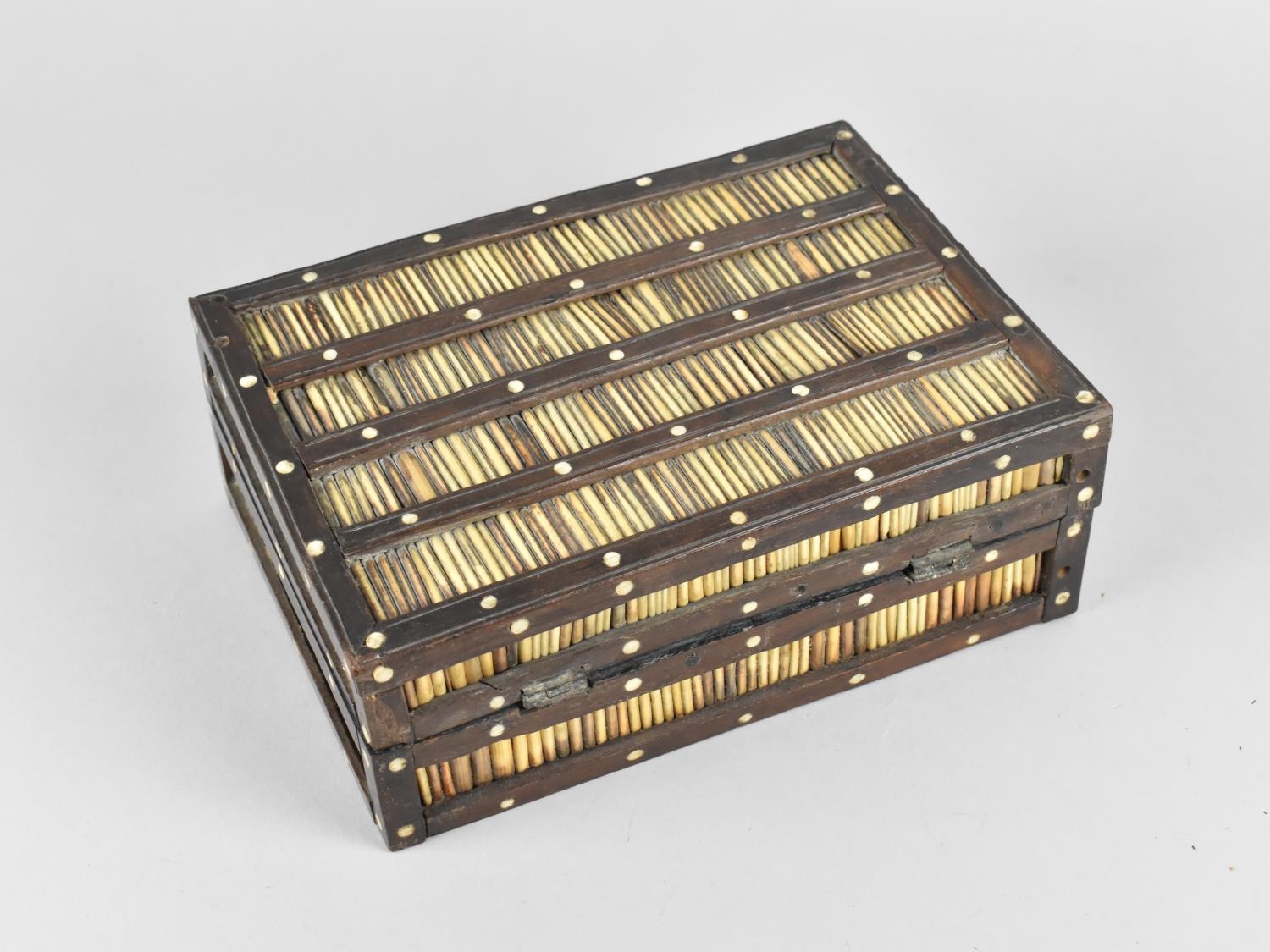 An Early 20th Century Ceylonese Quill Box with Hinged Lid to Fitted Interior, One Hinge Requires - Image 3 of 4