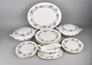 A Royal Worcester June Garland Dinner Service to Comprise Two Lidded Tureens, Six Large Plates,
