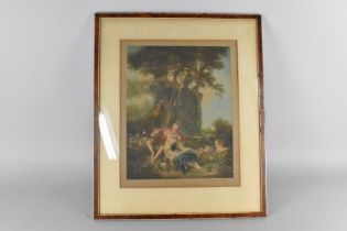 A Framed Coloured Engraving, Ernest Slamp After Francois Boucher, "An Autumn Pastoral", Subject