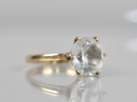 A 9ct Gold Mounted White Sapphire Solitaire Ring, Round Cut Stone Measuring 10.3mm Diameter,