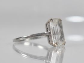 An Art Deco White Sapphire, 18ct Gold and Platinum Ladies Dress Ring, Emerald Cut White Sapphire