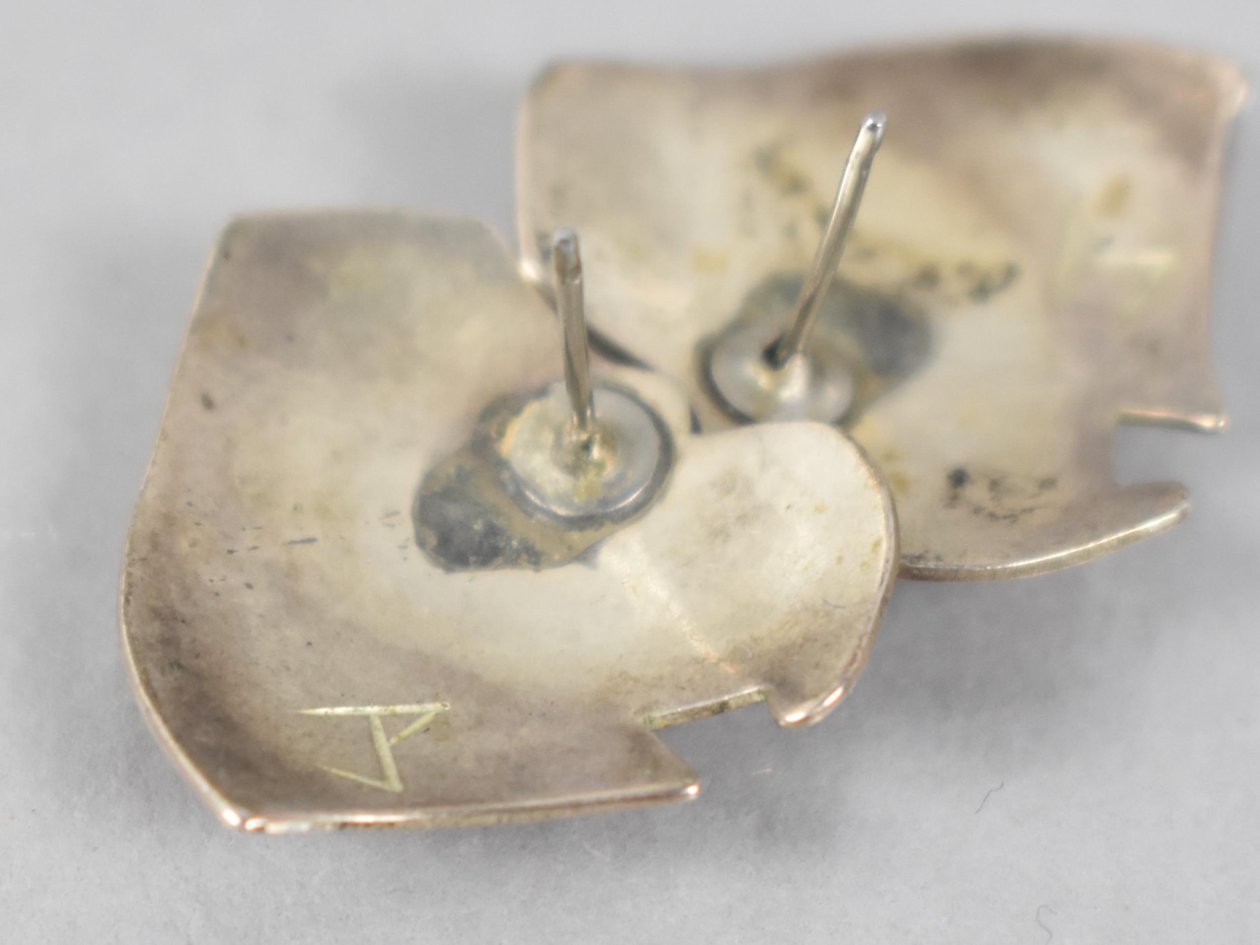 A Pair of Signed Native American/Canadian Eagle Head Earrings, 21mm Wide and 20.5mm High, Signed JP? - Image 3 of 3