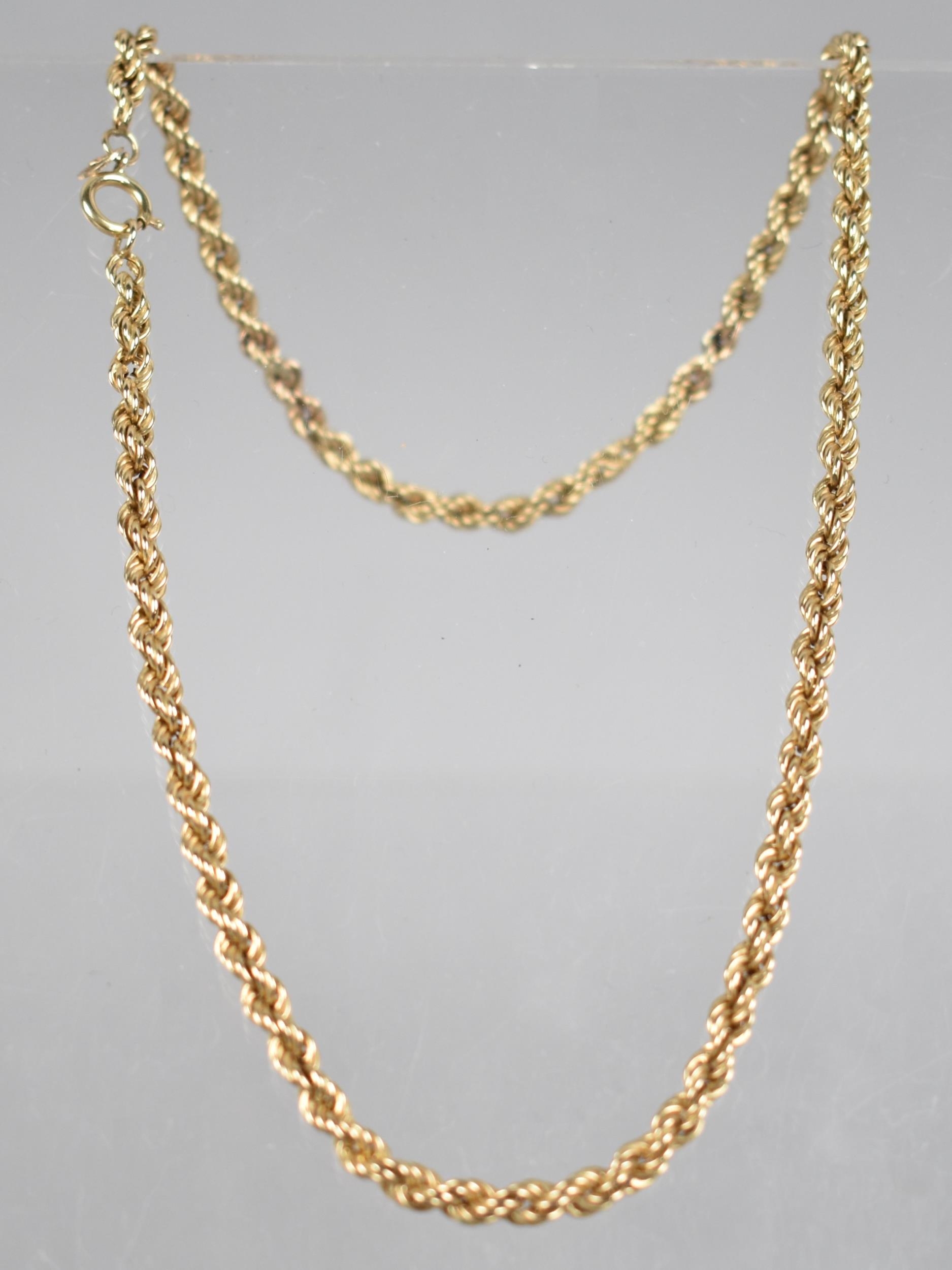 A 9ct Gold Rope Twist Necklace, 39cms Long, Stamped 9ct to Spring Barrel Clasp, 4.8gms - Image 2 of 3
