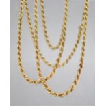 An 18ct Gold Double Rope Twist Necklace, 83cms Long, Stamped to Clasp and Clasp Link, Bolt Ring