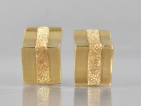 A Pair of 18ct Gold Italian Earrings, Square Form with Central Textured Effect, Omega Backs, 7.5gms,