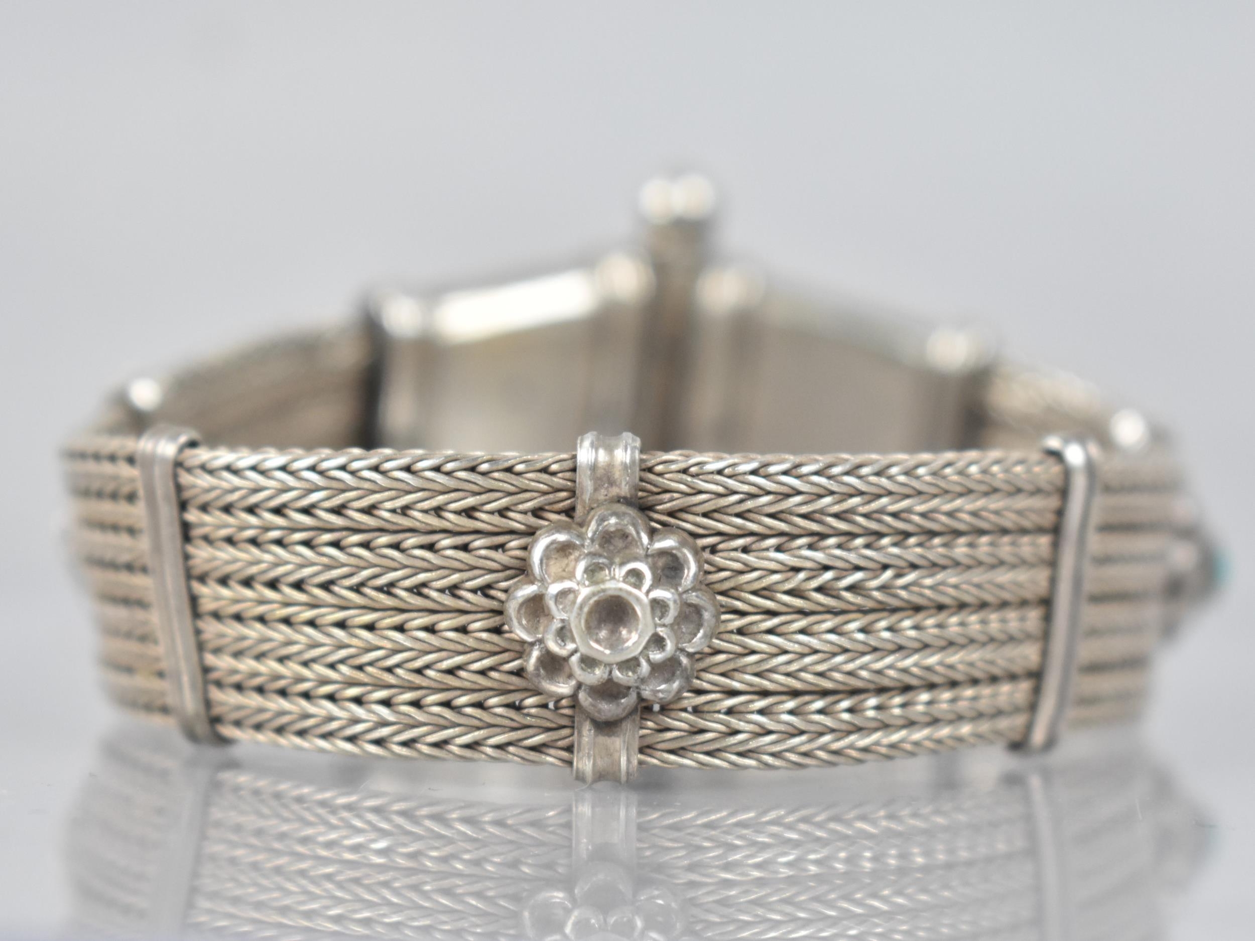 A Rajasthani Silver Bracelet, Four Double Foxtail Chains Adorned with Five Supporting Adjacent - Image 5 of 5