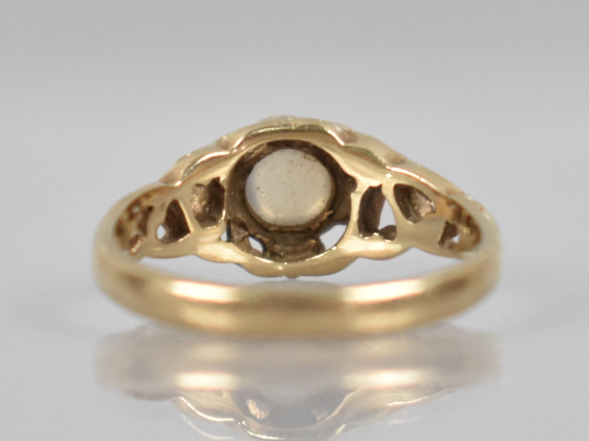 A 9ct Gold and Moonstone Mounted Ring, Circular Cabochon Stone Measuring 5.2mm, Collet Set and in - Image 2 of 3