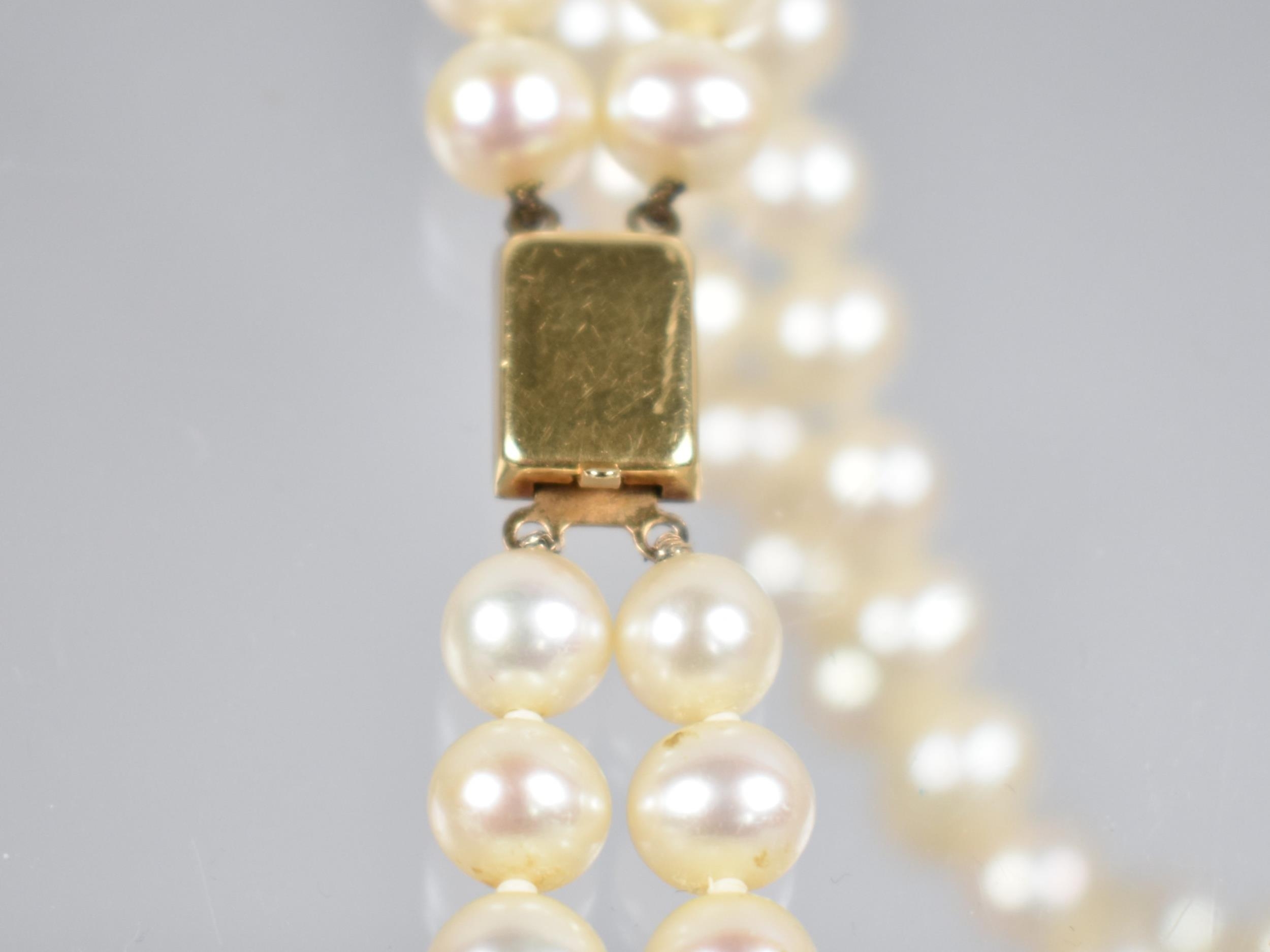 A Two Row Pearl Necklace with 18ct Gold Clasp By JKa Kohle with Additional Two Row Extender, Matched - Image 2 of 2