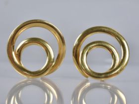 A Pair of Large 18ct Gold Italian Earrings, Spirals, Stamped to Posts, 30.5mm Wide, 7.3gms